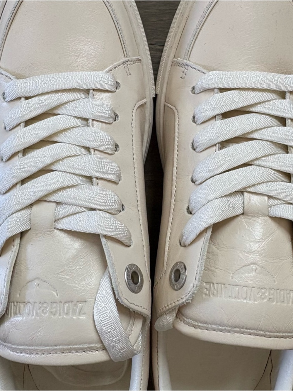 NWT ZADIG & VOLTAIRE 100% cow leather low-top fly on sneakers - Picture 12 of 14